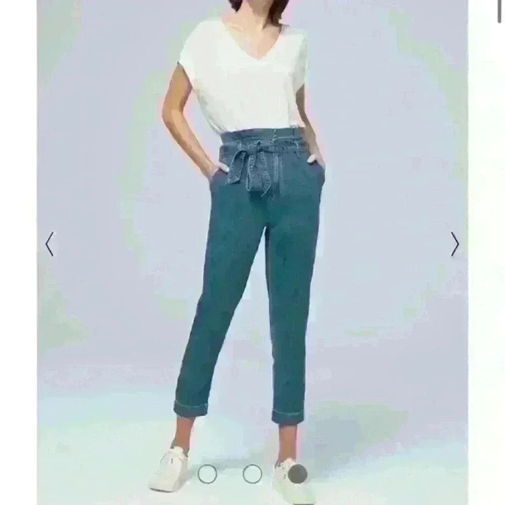 White House Black Market The Straight Ankle Tencel™ Denim Paperbag-Waist Size 6